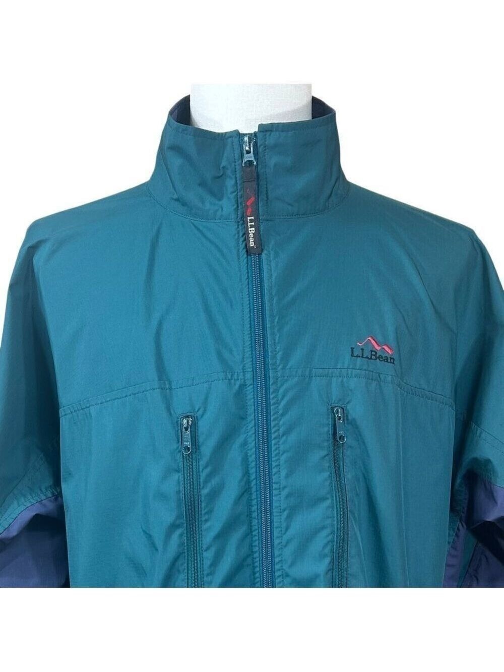 L.L. Bean Men's Blue Teal Full Zip Nylon Packable Windbreaker Size L - Picture 5 of 14